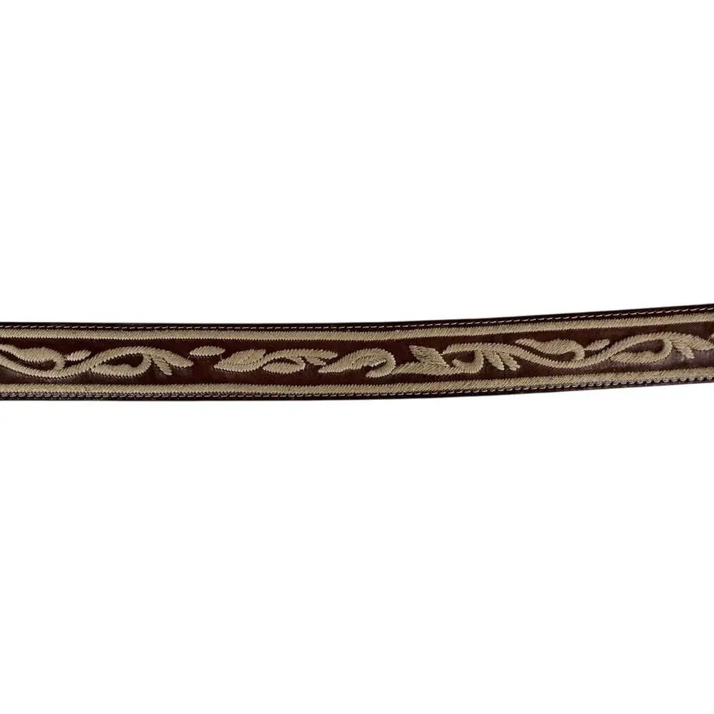Eddie Bauer Brown Genuine Leather Embroidered Western Concho Belt Size L